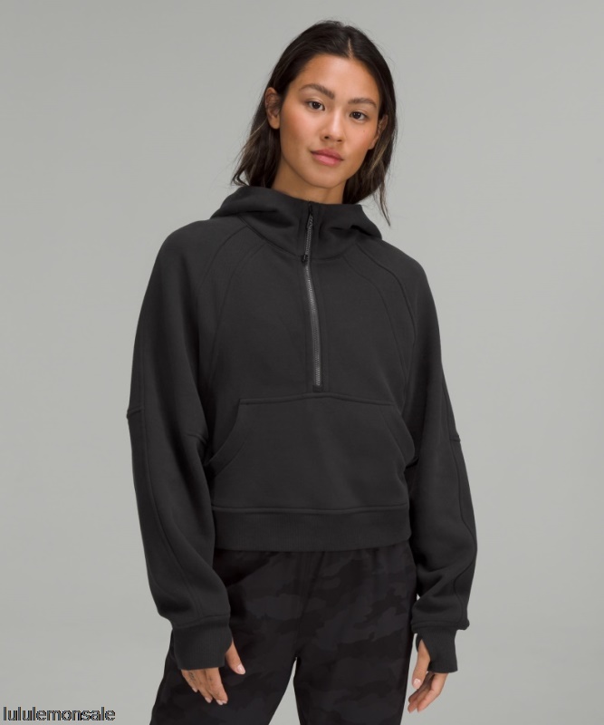 Lululemon Damen DELULU185 | Schwarzer Scuba Oversized-Hoodie Mit Halbem Reißverschluss